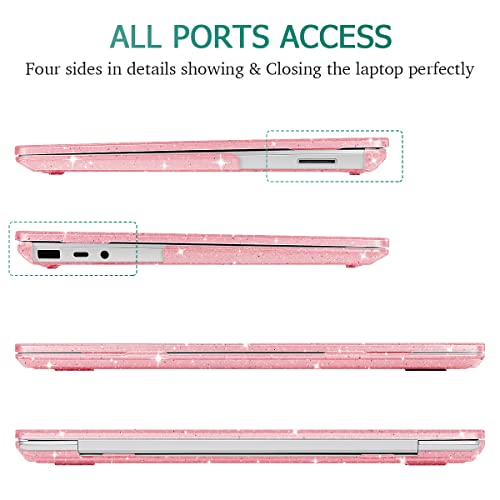 May Chen Case Compatible for 13.5" Microsoft Surface Laptop 5/4/3 with Metal Palm Rest Model 1951/1868, Plastic Hard Shell Case with Screen Protector + Keyboard Cover + Dust Plug, Pink Glitter - Image 4
