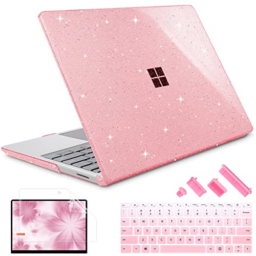 May Chen Case Compatible for 13.5" Microsoft Surface Laptop 5/4/3 with Metal Palm Rest Model 1951/1868, Plastic Hard Shell Case with Screen Protector + Keyboard Cover + Dust Plug, Pink Glitter - Image 1