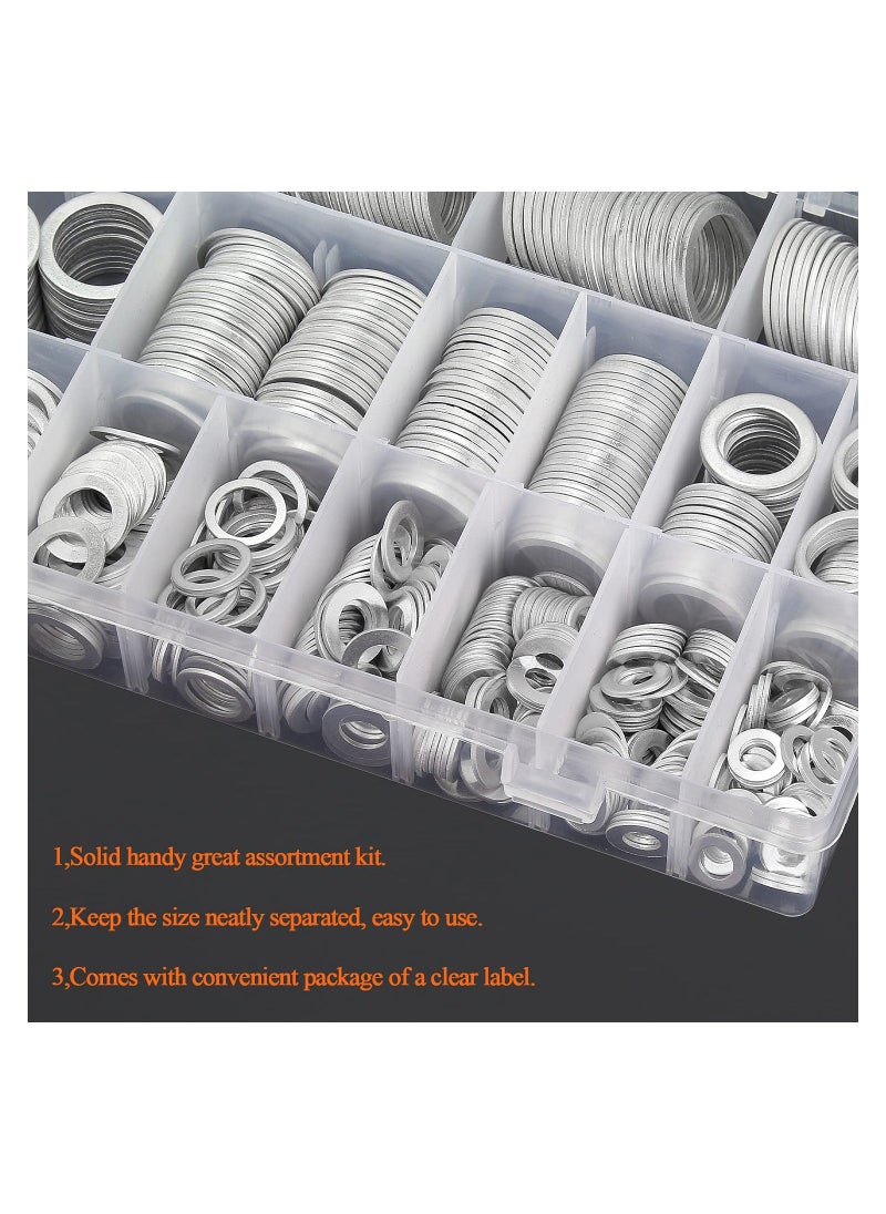 Generic - 560 Pcs 18 Sizes Automotive Drain Plug Gaskets, Oil Crush Washers, Aluminum Flat Washers Assortment Kit (M6 M8 M10 M12 M14 M16 M18 M20 M22 M24) - Image 1
