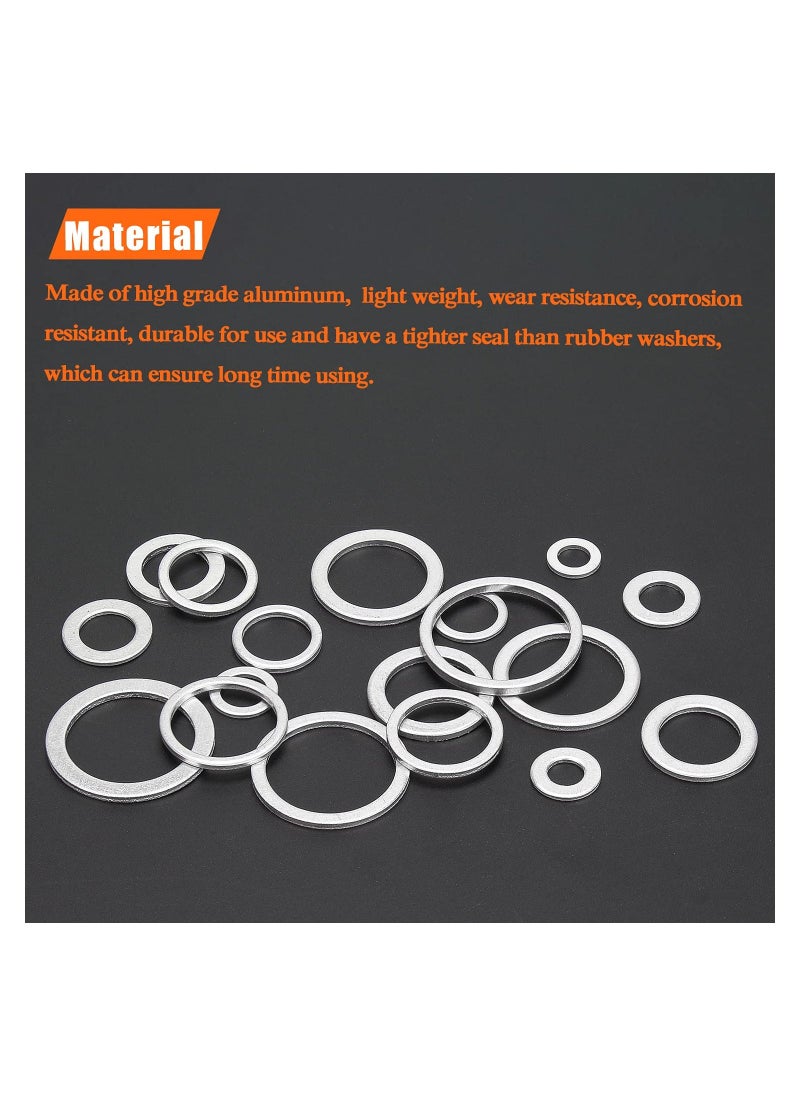 Generic - 560 Pcs 18 Sizes Automotive Drain Plug Gaskets, Oil Crush Washers, Aluminum Flat Washers Assortment Kit (M6 M8 M10 M12 M14 M16 M18 M20 M22 M24) - Image 1