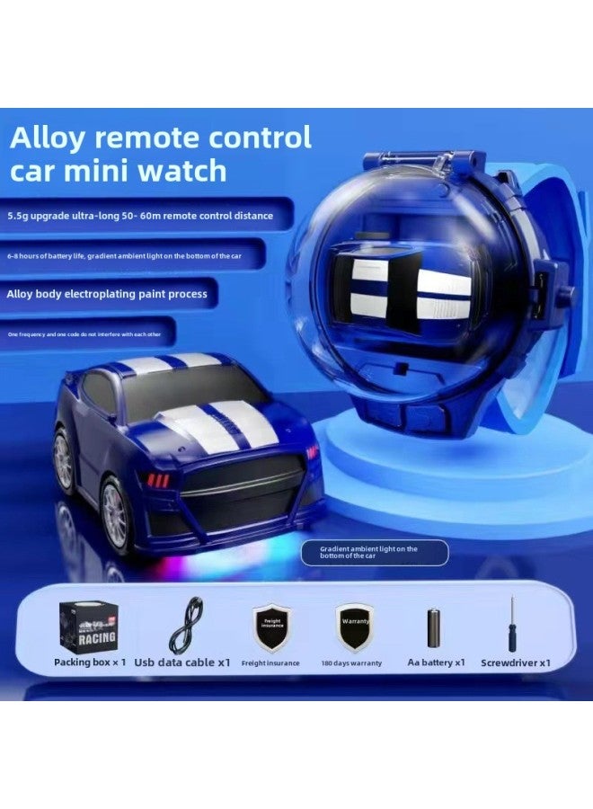 TikTok Internet Celebrous Watch Remote Control Car Electric Mini Car Social Children Boys And Girls Friends Toy Gift-Specifications: Alloy Wild Horse Blue  - Image 1