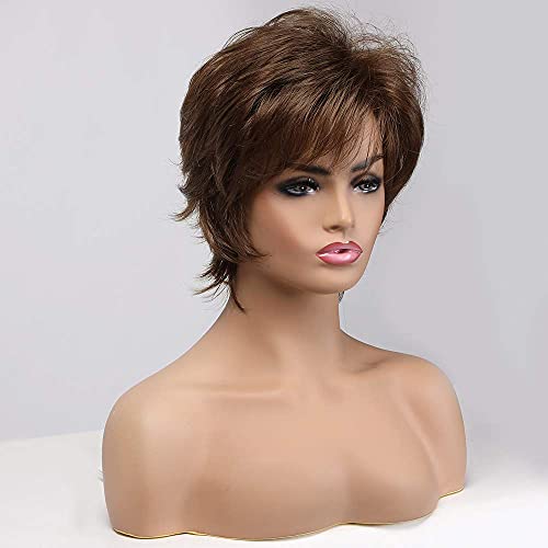 EMMOR Short Brown Human Hair Blend Wig Pixie Cut for Women, Natural Lightweight Hair Layered Style Wigs,Softer/Finer/Lightweight for Every day - Image 5