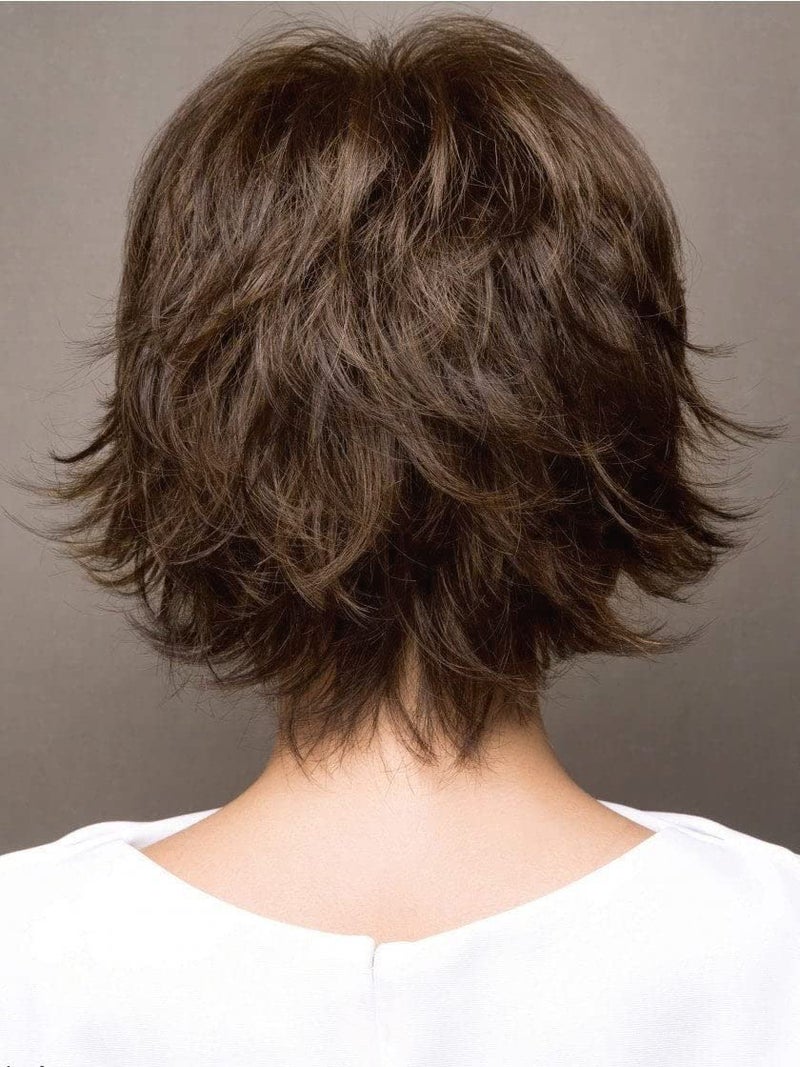 EMMOR Short Brown Human Hair Blend Wig Pixie Cut for Women, Natural Lightweight Hair Layered Style Wigs,Softer/Finer/Lightweight for Every day - Image 2