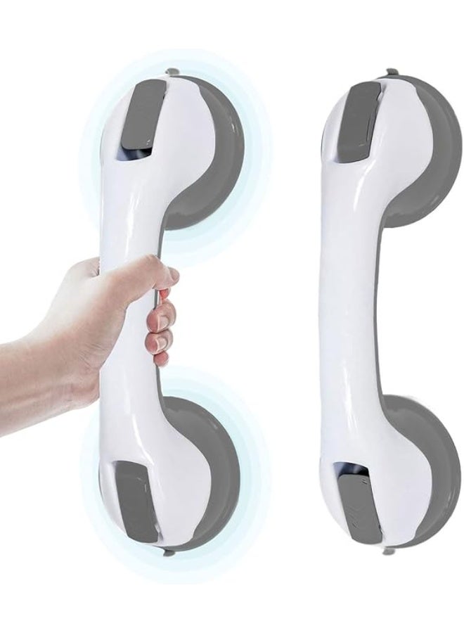 Pack of 2 Suction Grab Bars for Bathroom Support, 12 Inch Shower and Bathtub Handles, No-Drill Wall Mounted Safety Rails for Daily Mobility Assistance - Image 1