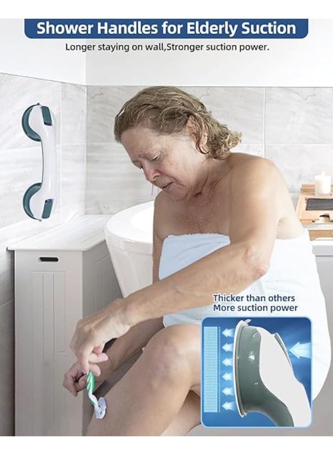 Pack of 2 Suction Grab Bars for Bathroom Support, 12 Inch Shower and Bathtub Handles, No-Drill Wall Mounted Safety Rails for Daily Mobility Assistance - Image 2