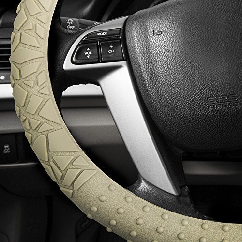 FH Group Universal Fit Silicone with Nibs and Pattern Massaging Grip Steering Wheel Cover Fits most Cars SUVs Trucks and Vans Beige - Image 3