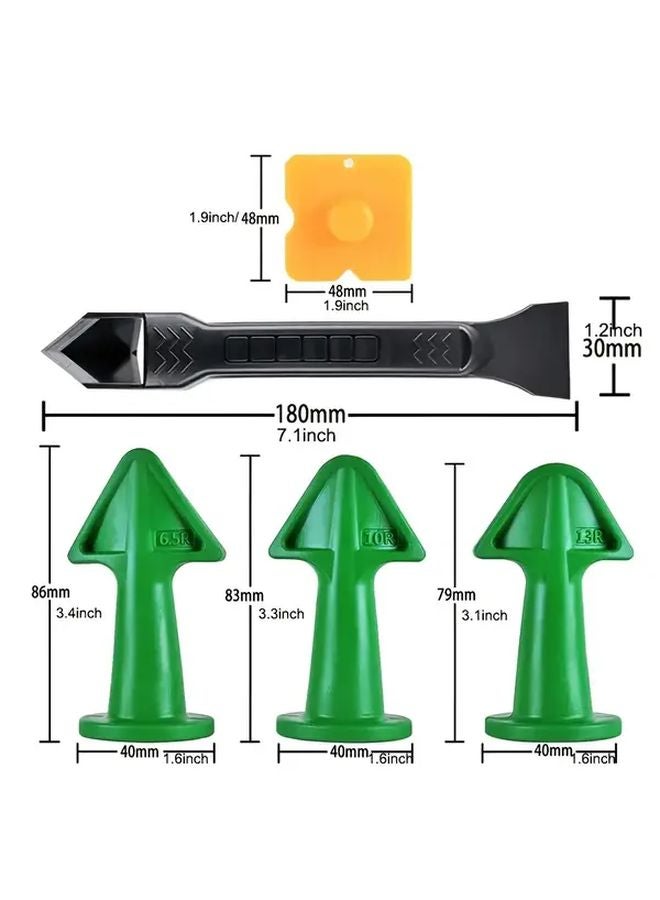 Green Caulking Gun Set With Multiple Nozzles Spatula Grout Remover For Tile Brick Floor Joints - Image 3