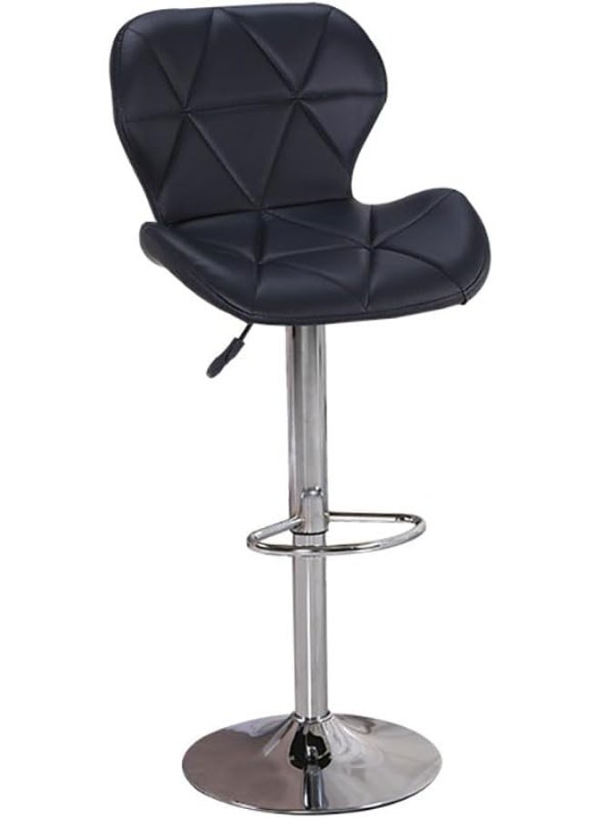 PU Leather Bar Stool, Swivel High Chair Adjustable Bar Chair with Metal Base and Back Rest, for Home Kitchen Bar Counter (Black HID846） - Image 1