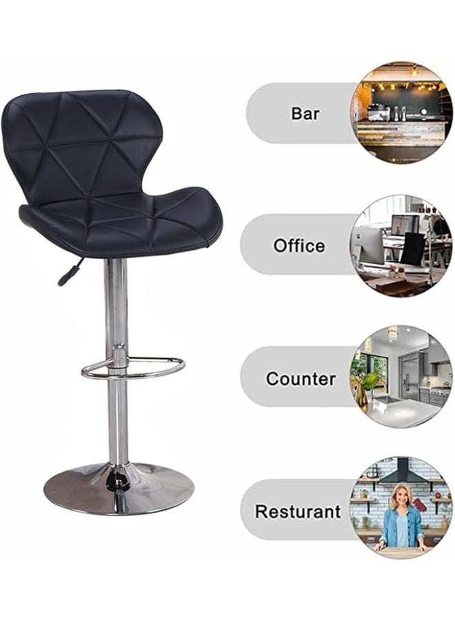PU Leather Bar Stool, Swivel High Chair Adjustable Bar Chair with Metal Base and Back Rest, for Home Kitchen Bar Counter (Black HID846） - Image 2