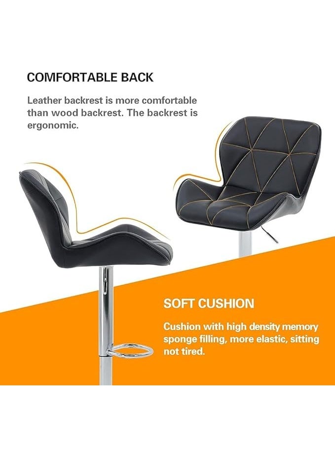 PU Leather Bar Stool, Swivel High Chair Adjustable Bar Chair with Metal Base and Back Rest, for Home Kitchen Bar Counter (Black HID846） - Image 5