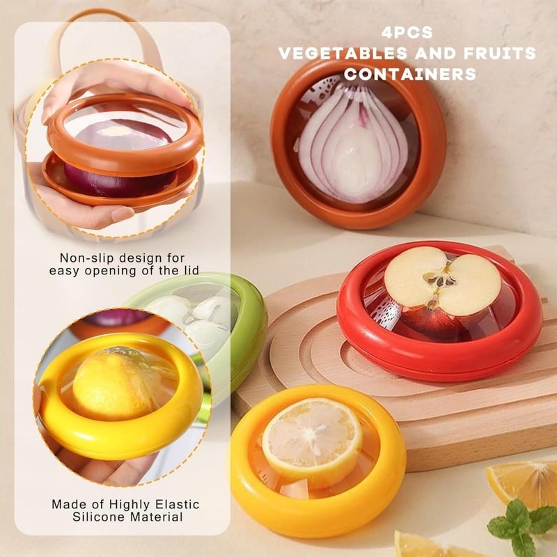 ASOMA Fruit and Vegetable AntiOxidation Storage BoxFruit Storage Containers for Fridge Silicone Food Storage Containers Fruit and Vegetable cover 4 Pc - Image 5