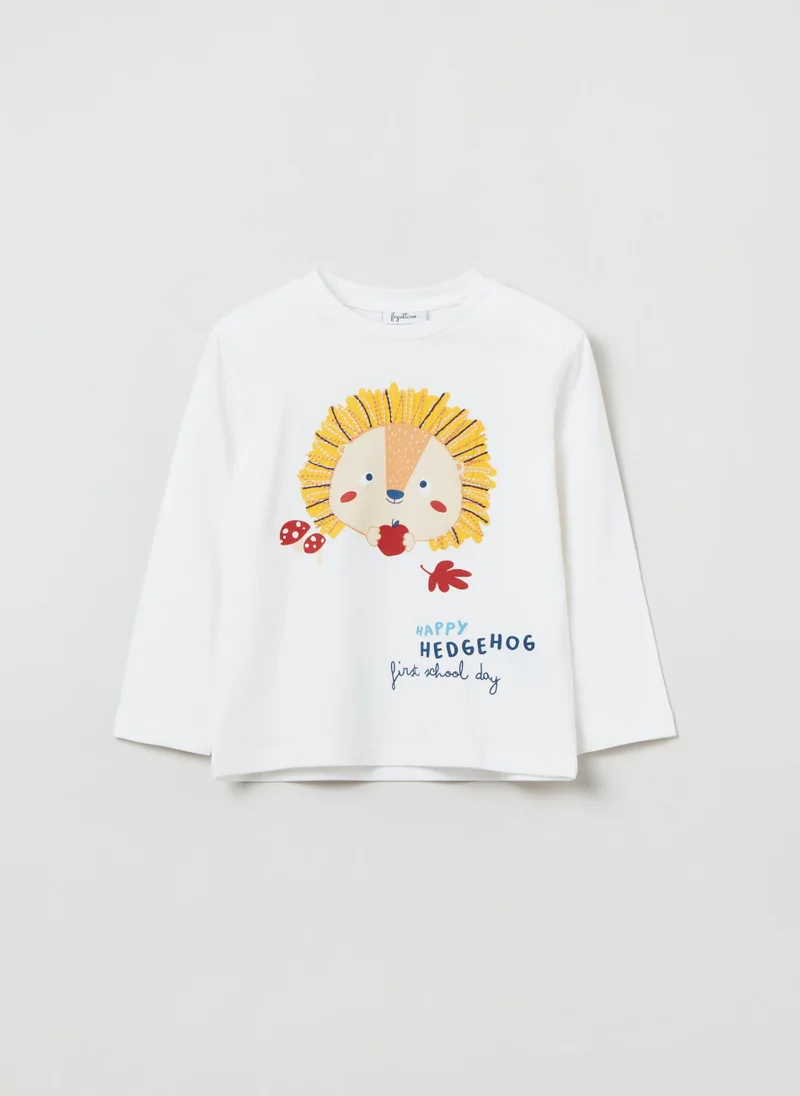 او في اس Long-Sleeved T-Shirt With Print