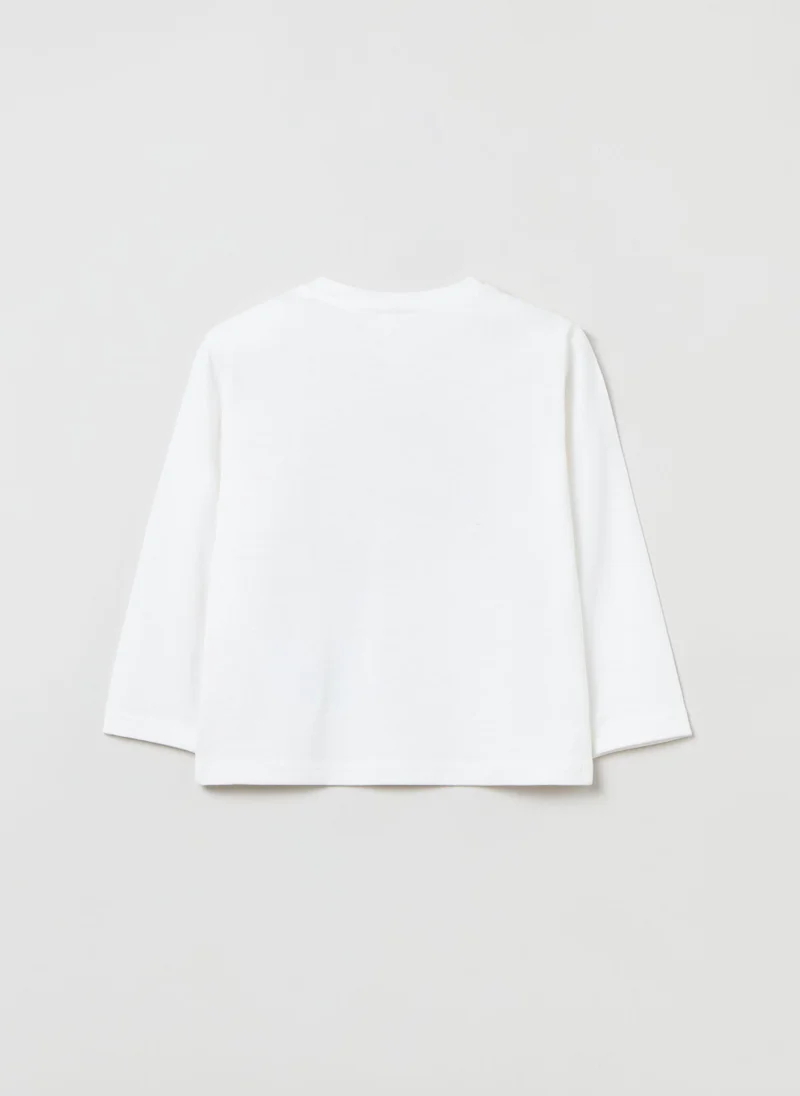 او في اس Long-Sleeved T-Shirt With Print