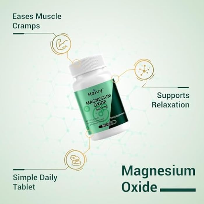 Heivy Magnesium Oxide 400mg, Magnesium Supplement for Muscle Recovery & Relaxation, Vegan, Made in USA, 240 Tablets - Image 4