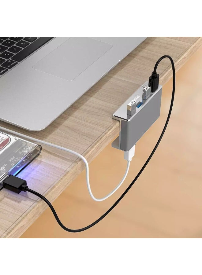 أوريكو محور USB 3.0، محور USB 3.0 من الألومنيوم بأربعة منافذ مع منفذ إمداد طاقة إضافي وكابل بيانات USB بطول 1.5 متر، محور USB يعمل بسطح المكتب لأجهزة imac/الكمبيوتر المحمول/الكمبيوتر الشخصي (أسود) - Image 4