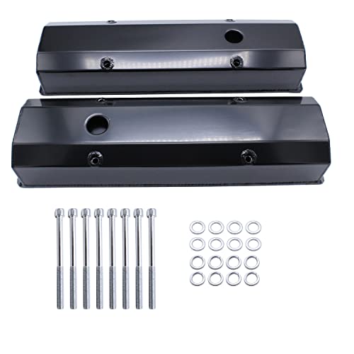 Tall Valve Covers 14 Billet Rail Black Compatible for SBC 283 302 305 327 350 383 400