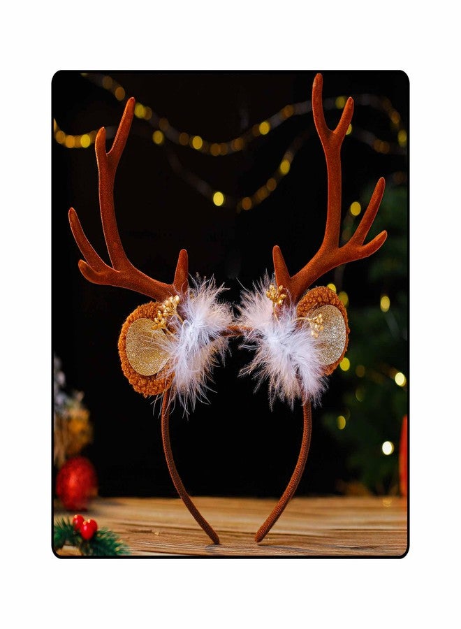 Olbye Deer Antlers Headband Women's Costume Accessories Reindeer Headpiece Fawn Horn Halloween Cosplay Ears Holiday Party Accessories (Deer Ears D) - Image 1