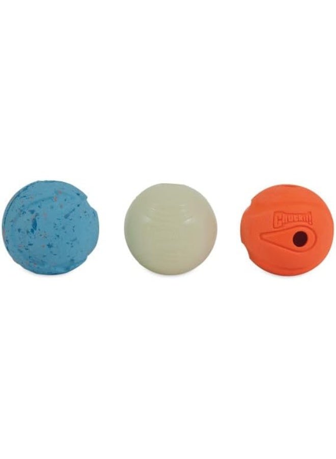 Chuckit! Fetch Ball Medley, Medium, Dog Ball, 3 Pack, Whistler, Max Glow, and Rebounce Balls Included - Image 3