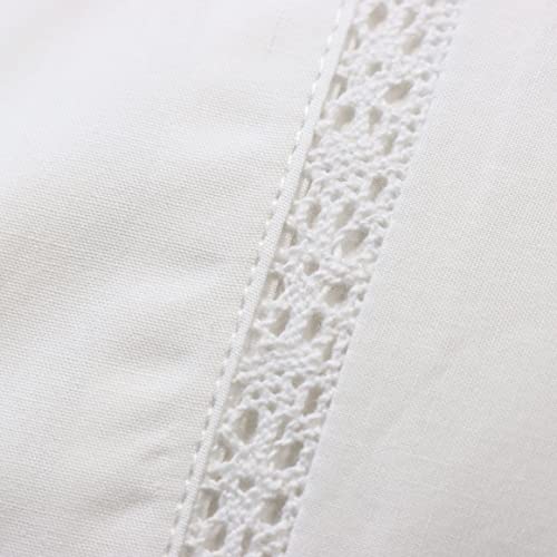 RANZNAZ 100% Cotton Lace Pillow Cases Queen Size Set of 2 - White Good Feeling Pillowcases 2 Pack with Envelope Closure, Elegant Lace,Softer and Breathable Pillow Case(20x30”) - Image 3