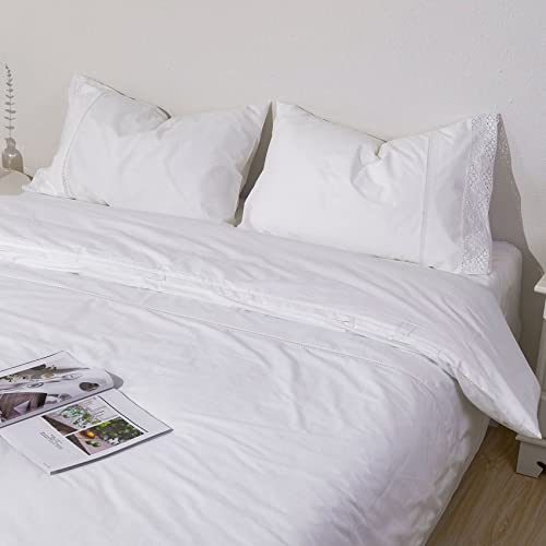 RANZNAZ 100% Cotton Lace Pillow Cases Queen Size Set of 2 - White Good Feeling Pillowcases 2 Pack with Envelope Closure, Elegant Lace,Softer and Breathable Pillow Case(20x30”) - Image 4