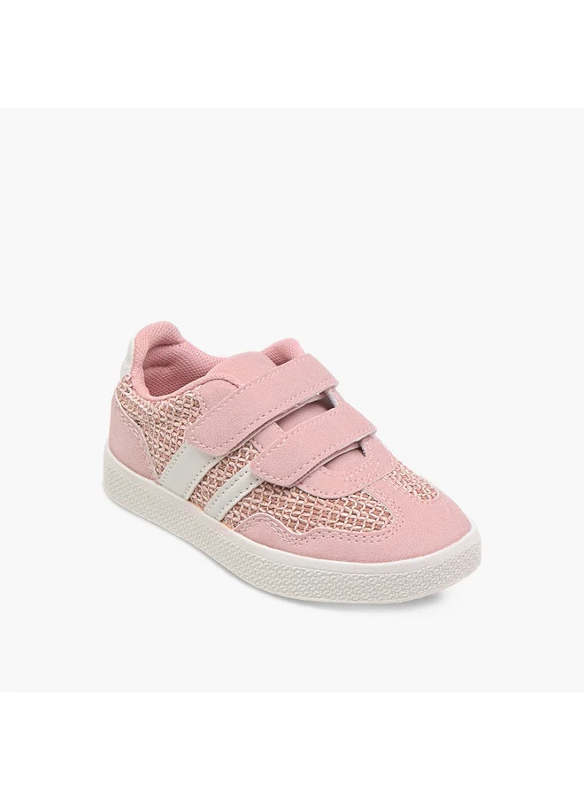 JUNIORS Girls Panelled Sneakers with Hook and Loop Closure