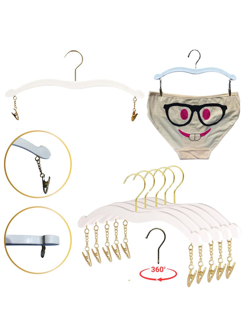 ORTUK 12pcs Lingerie Hangers with Gold Metal Clips, Strong Hanger Clips For Clothes, Detachable 360° Rotatable Hook Display Hanger, Plastic Swimwear Hangers for Bras, Bralettes, Bikini, Tank Top Hanger 28cm - Image 1
