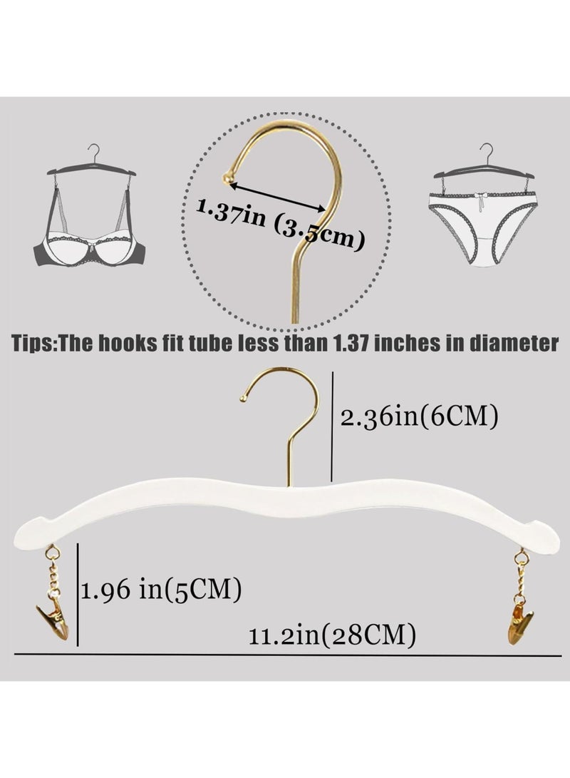 ORTUK 12pcs Lingerie Hangers with Gold Metal Clips, Strong Hanger Clips For Clothes, Detachable 360° Rotatable Hook Display Hanger, Plastic Swimwear Hangers for Bras, Bralettes, Bikini, Tank Top Hanger 28cm - Image 2