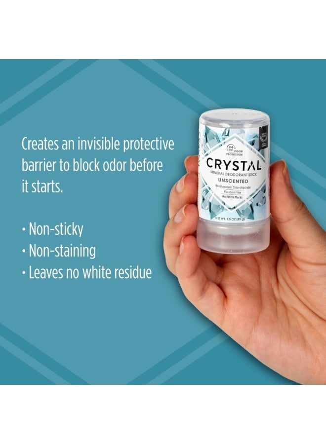 Crystal Deodorant CRYSTAL Mineral Deodorant Stick- Unscented Body Deodorant With 24-Hour Odor Protection, Non-Staining & Non-Sticky, Travel Size Deodorant, Aluminium Chloride & Paraben Free, 1.5 FL OZ - Image 3