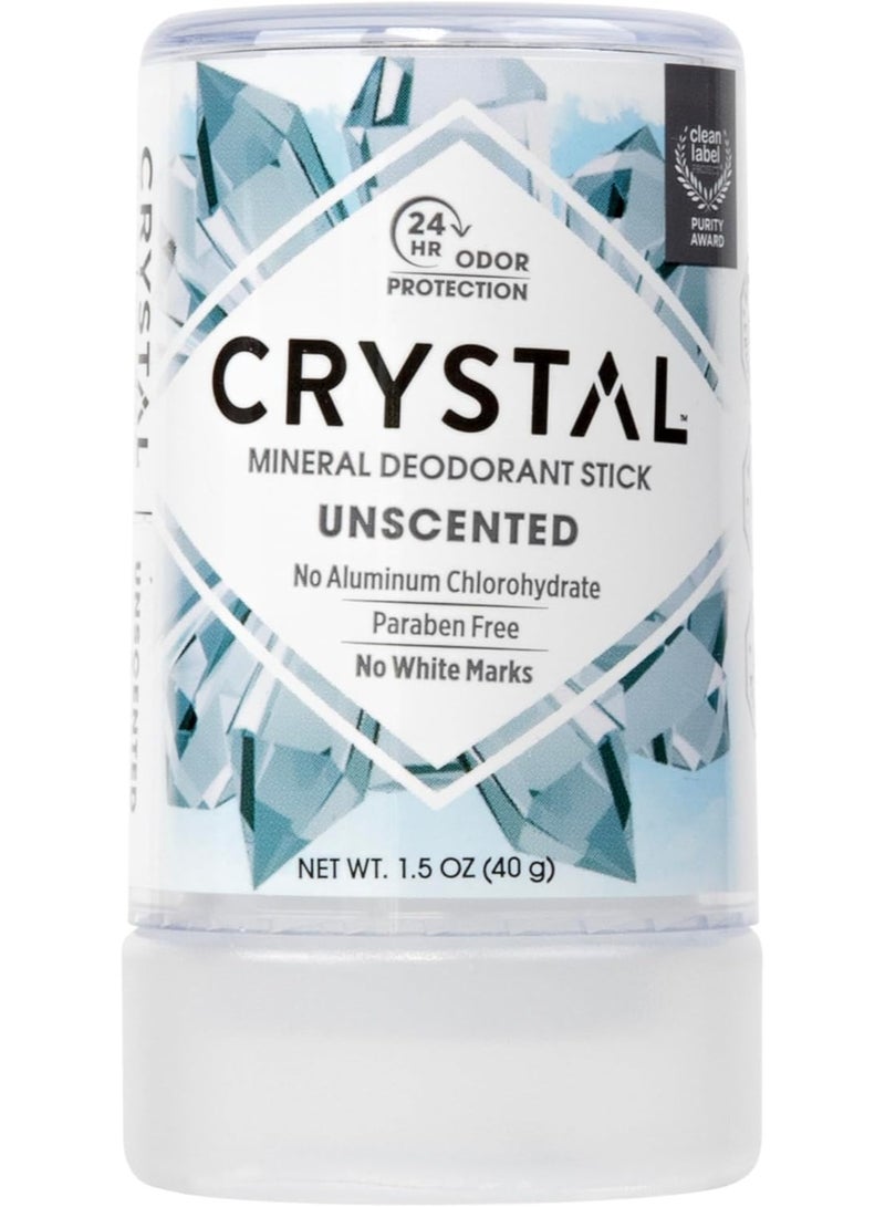 Crystal Deodorant CRYSTAL Mineral Deodorant Stick- Unscented Body Deodorant With 24-Hour Odor Protection, Non-Staining & Non-Sticky, Travel Size Deodorant, Aluminium Chloride & Paraben Free, 1.5 FL OZ - Image 1