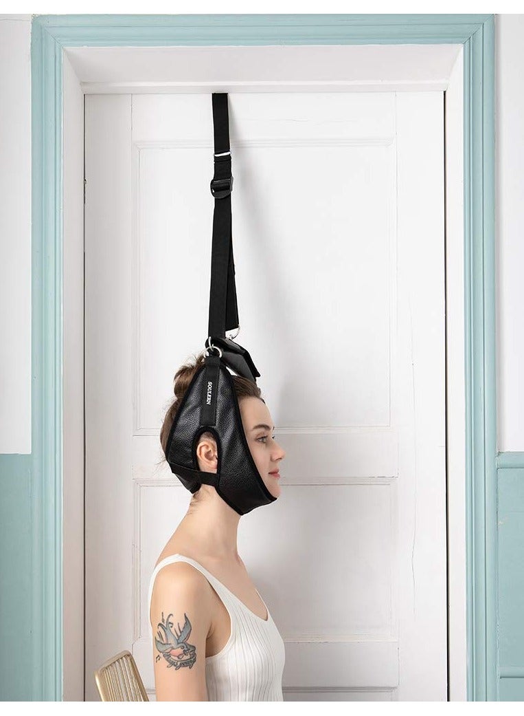 SOLARAE Cervical Neck Traction Device for Home Use, Portable Over Door Device for Neck Pain Relief, Overhead Traction Stretcher Home Physical Therapy for Arthritis, Disc Bulges and Spinal Decompression, Black - Image 2