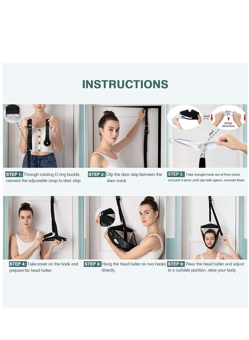 SOLARAE Cervical Neck Traction Device for Home Use, Portable Over Door Device for Neck Pain Relief, Overhead Traction Stretcher Home Physical Therapy for Arthritis, Disc Bulges and Spinal Decompression, Black - Image 4