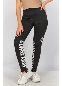 Women Skinny Fit Graphic Print Leggings, Black