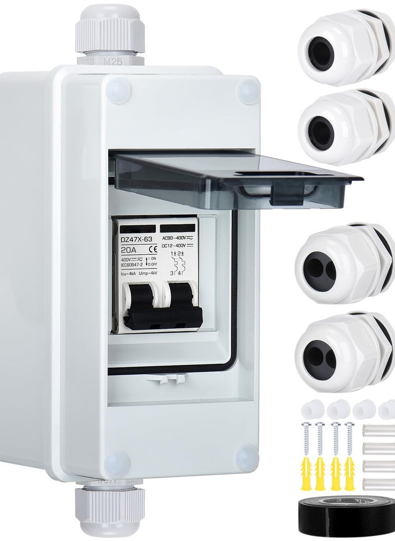 Generic - قاطع دائرة شمسية 20A DC مع صندوق سكة DIN، مفتاح فصل 400V لإدارة الطاقة الشمسية بأمان - Image 1