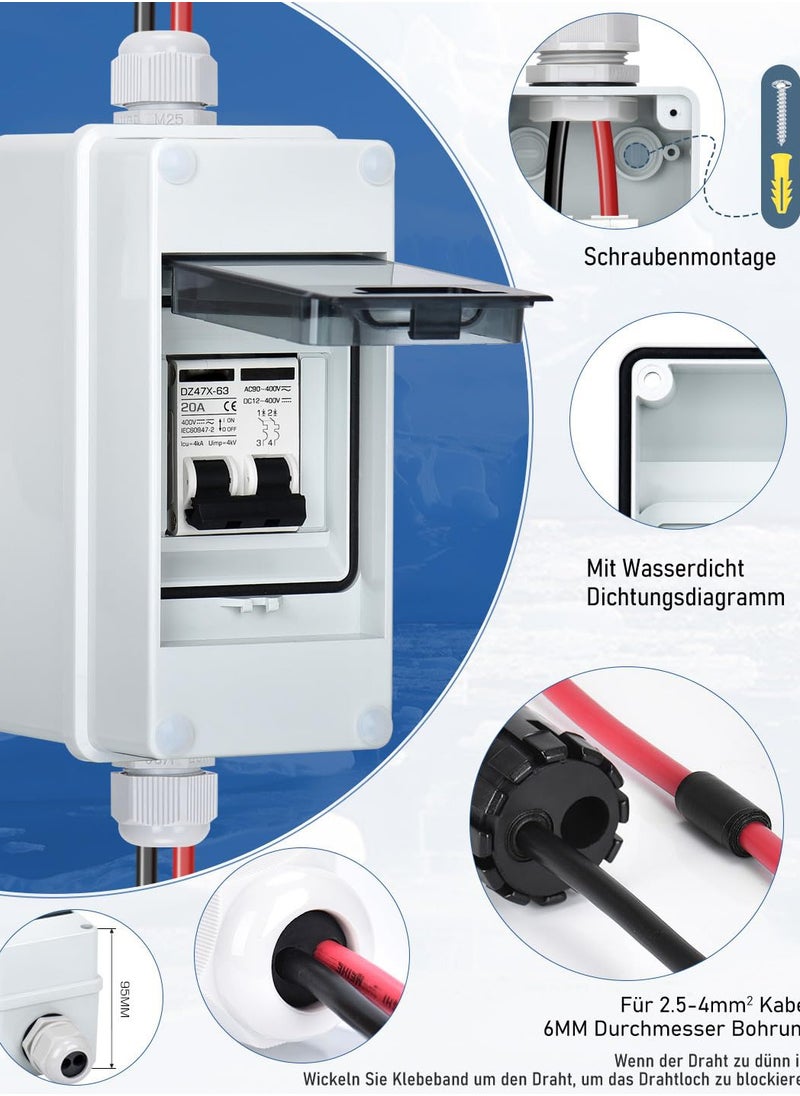 Generic - قاطع دائرة شمسية 20A DC مع صندوق سكة DIN، مفتاح فصل 400V لإدارة الطاقة الشمسية بأمان - Image 1