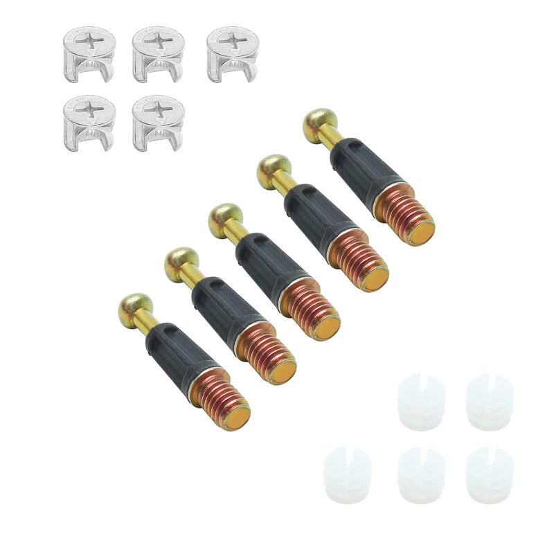 Jersvimc 10 Set 32mm Cam Screw Dowel for Furniture Connecting, 3 in 1 Cam Lock Nut Set 15mm Connector Bolt Fitting Cabinet Pre-Inserted Nut for Drawer Dresser - Image 5