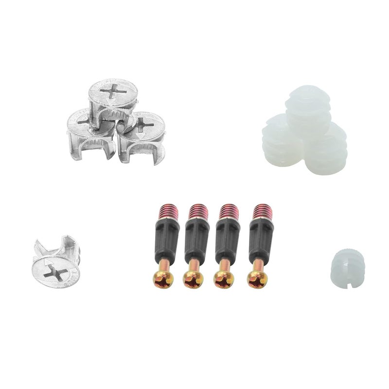 Jersvimc 10 Set 32mm Cam Screw Dowel for Furniture Connecting, 3 in 1 Cam Lock Nut Set 15mm Connector Bolt Fitting Cabinet Pre-Inserted Nut for Drawer Dresser - Image 3
