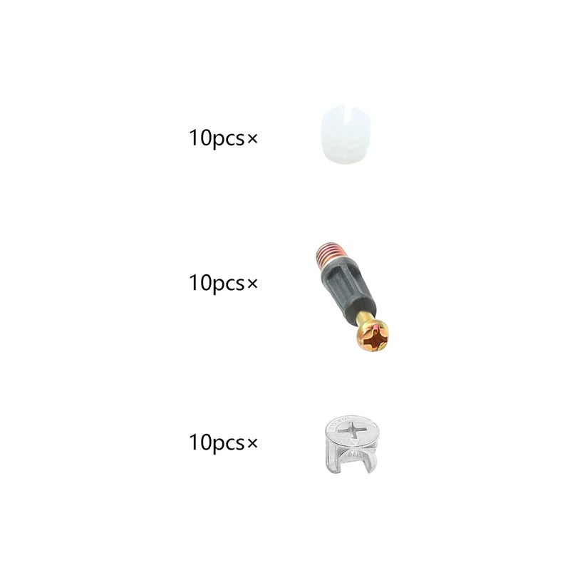 Jersvimc 10 Set 32mm Cam Screw Dowel for Furniture Connecting, 3 in 1 Cam Lock Nut Set 15mm Connector Bolt Fitting Cabinet Pre-Inserted Nut for Drawer Dresser - Image 2