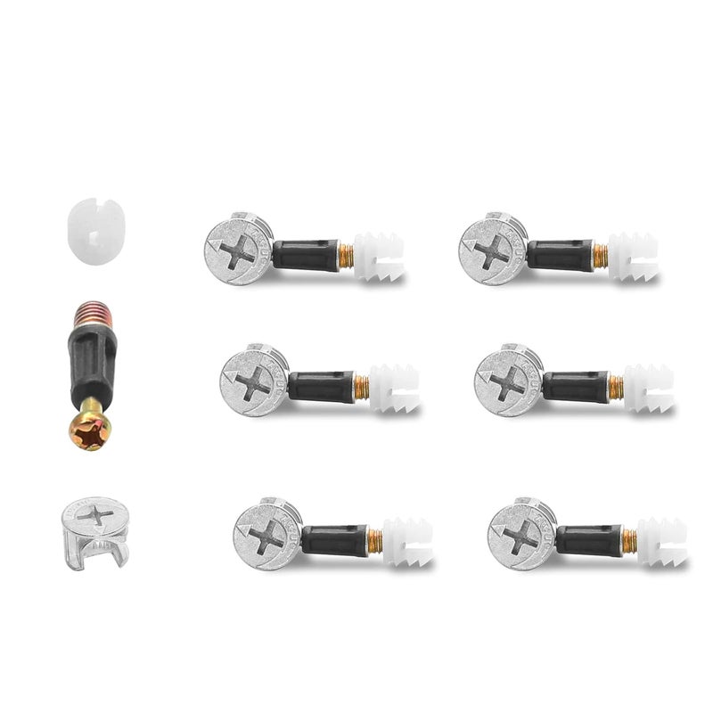 Jersvimc 10 Set 32mm Cam Screw Dowel for Furniture Connecting, 3 in 1 Cam Lock Nut Set 15mm Connector Bolt Fitting Cabinet Pre-Inserted Nut for Drawer Dresser - Image 1