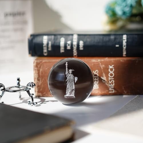 ZEERSHEE 4th of July Decoration 2.3in 3D Laser Statue of Liberty Crystal Ball Paperweight with Stand New York Souvenirs Gifts for Women Men Friends - Image 5