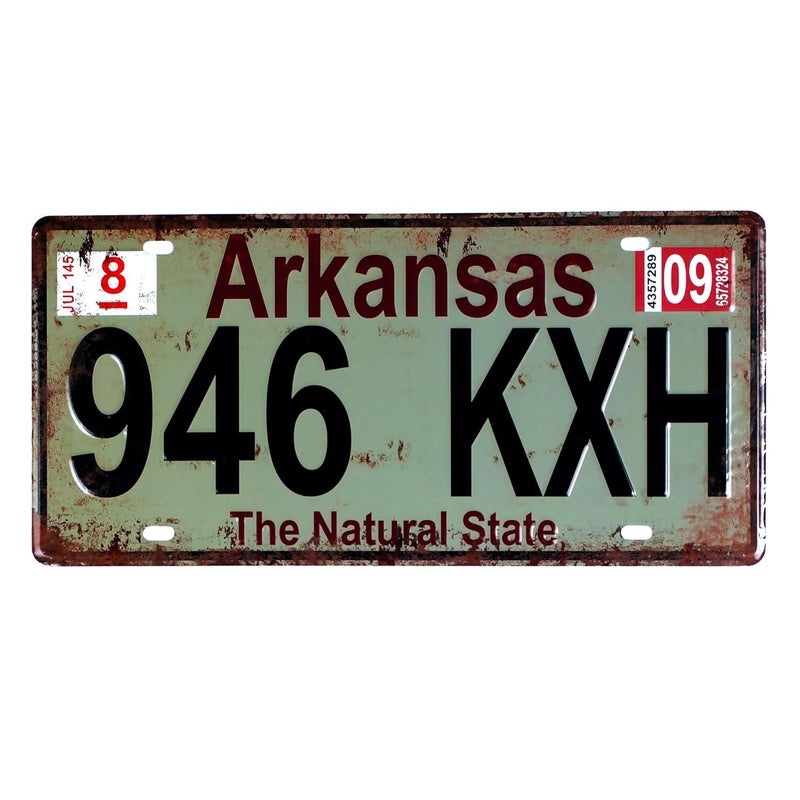 Eazywagon "Arkansas - 946 KXH" Vintage Retro Metal Signs - License Wall Plate, Car Tag - Ideal for Cafe, Restaurant, Shop, Home, Hotel, Club, Office, Living Area - Design Plaque - Image 1