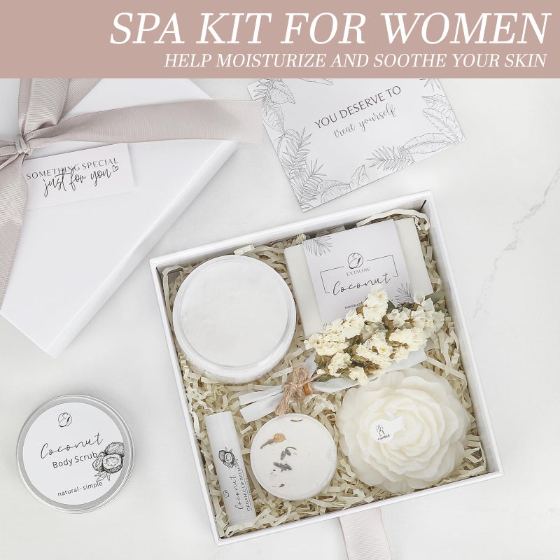EXTALOW Spa Gifts for Women Bath and Body Gift Basket Mothers Day Gifts Coconut Lavender Home Spa Set Self Care Gift for Mom Sister Her Wife Birthday Gifts Spa Kit Care Package Thank You Gift - Image 2