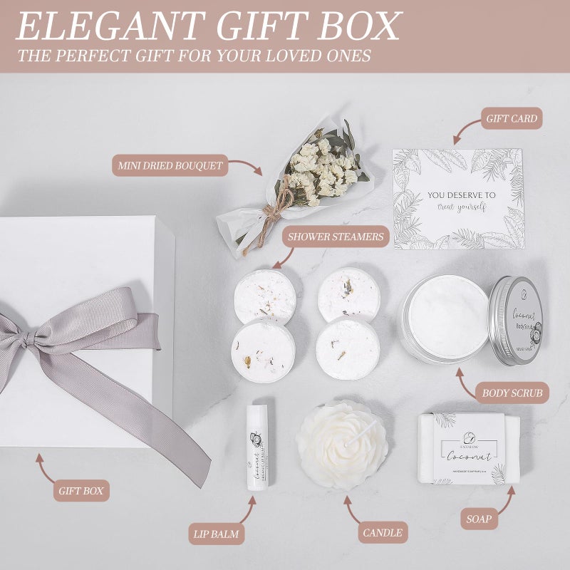 EXTALOW Spa Gifts for Women Bath and Body Gift Basket Mothers Day Gifts Coconut Lavender Home Spa Set Self Care Gift for Mom Sister Her Wife Birthday Gifts Spa Kit Care Package Thank You Gift - Image 3