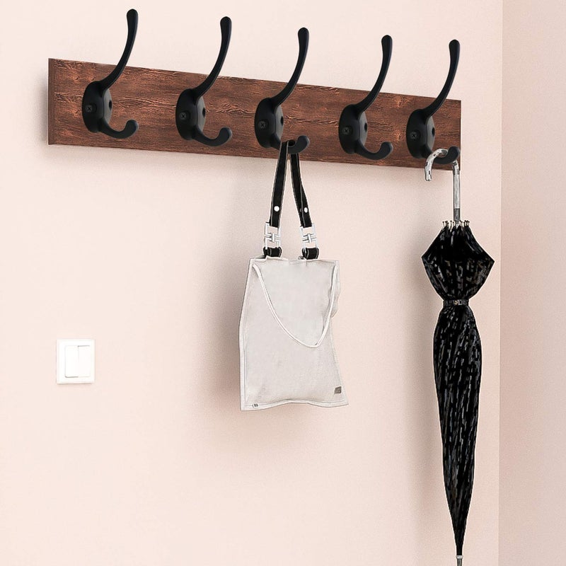 IBosins 12 Pack Black Coat Hooks Wall Mounted with 24 Screws Retro Double Hooks Utility Black Hooks for Coat, Scarf, Bag, Towel, Key, Cap, Cup, Hat - Image 5