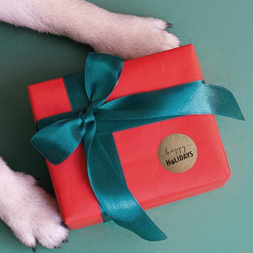 SBlabels Paw Print Happy Holidays Brown Kraft Stickers / 500 Winter Holiday Dog Paw Labels / 1.5" Holiday Greeting Envelope Seals/Pet Parent Christmas Present Decals/Made in The USA - Image 5