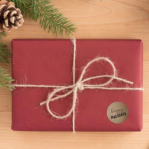 SBlabels Paw Print Happy Holidays Brown Kraft Stickers / 500 Winter Holiday Dog Paw Labels / 1.5" Holiday Greeting Envelope Seals/Pet Parent Christmas Present Decals/Made in The USA - Image 4