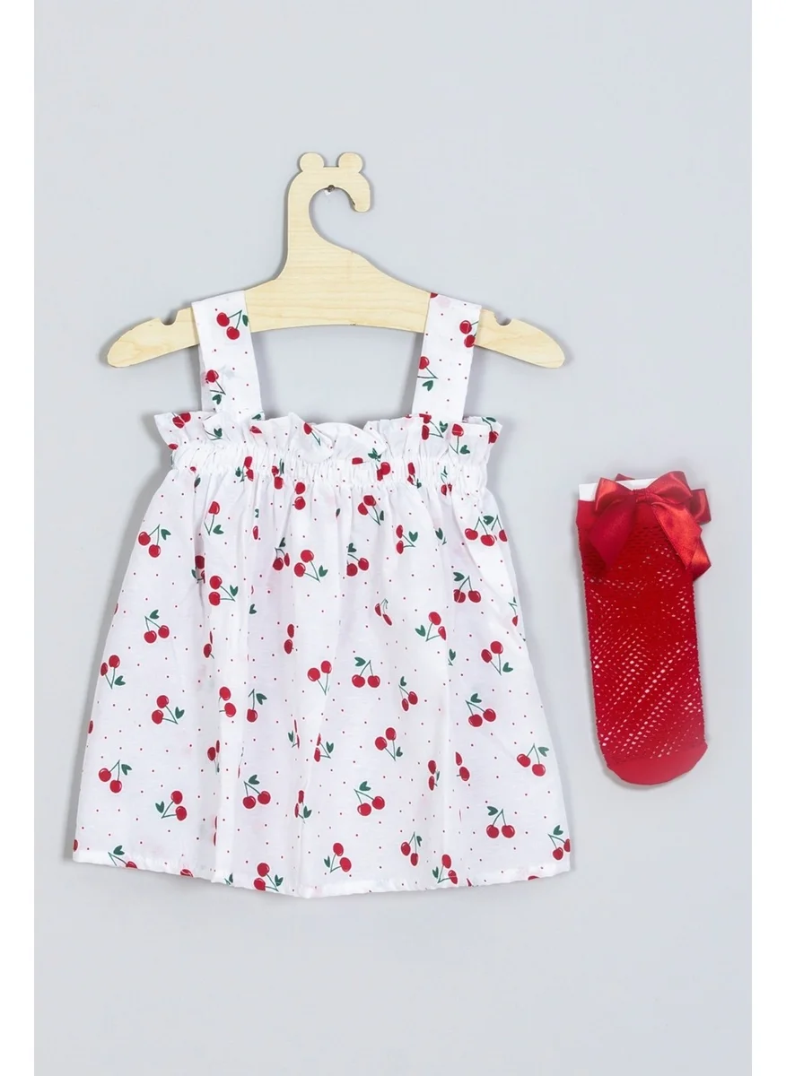 ادا بيبيك تشوكوك Ada Baby Kids Strap Cherry Dress Fishnet Socks Set 007