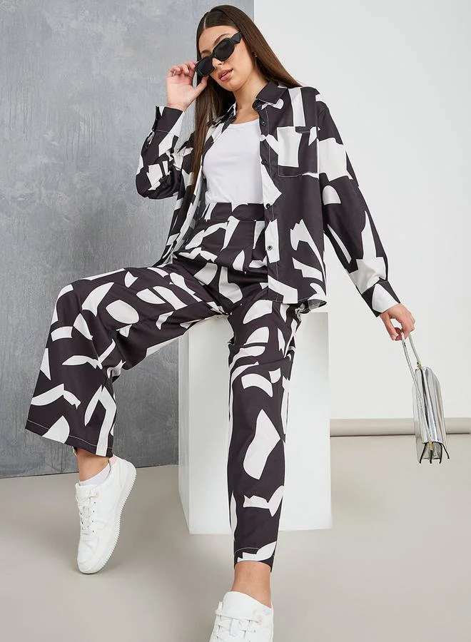 Take Two All Over Print Longline Shirt & Trouser Co-Ords