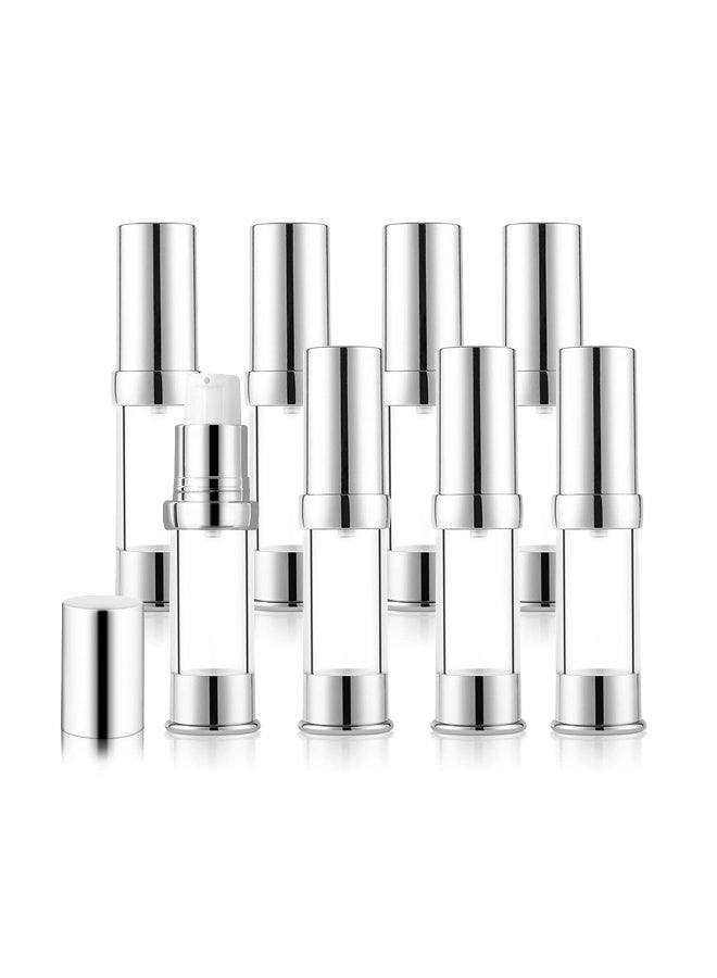 8 Pack 10ml/0.34oz Refillable Plastic Airless Pump Bottles, Mini Spray Dispenser for Travel, Perfect for Foundation, Essence, Gel, Emulsion, and Toiletries Samples. - Image 1