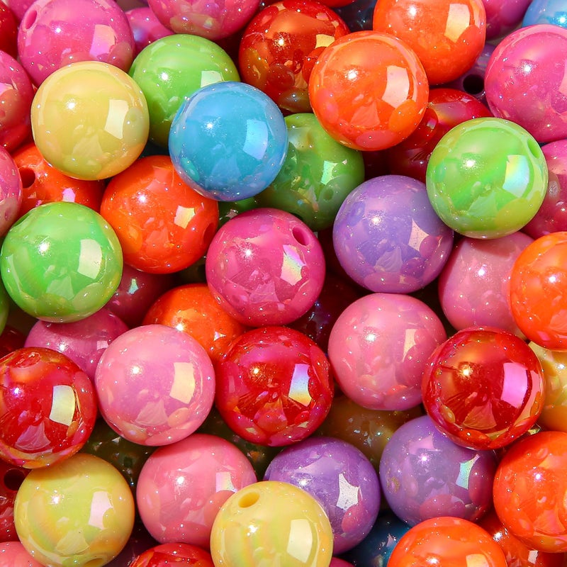 ANCADN 16mm Acrylic Beads 100pcs Ab Rainbow Color Pen Beads Chunk Bubblegum Beads for DIY for Jewelry Making Bracelets Beadable PensRainbow