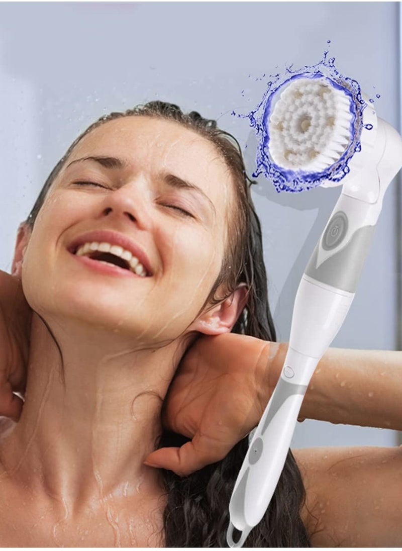 joyzzz فرشاة الجسم الكهربائية 4 في 1 للاستحمام مع 4 رؤوس للفرشاة، فرشاة تدليك وتقشير ناعمة مقاومة للماء من السيليكون  - Image 3